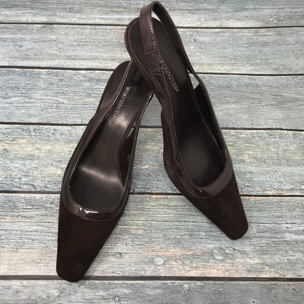Worthington Brown Leather Stiletto Heels 7.5 M